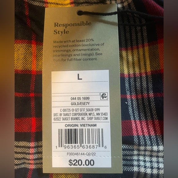 Goodfellow & Co Mens Flannel Pajama Pants Lounge Blue Red Gold Plaid - Picture 6 of 10